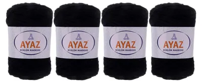 4 x 250g Strickgarn Büklüm Makrome Baumwollgarn schwarz