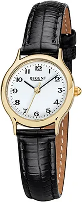 Produktbild von Regent Damen-Armbanduhr schwarz Analog F-971 Leder-Armband D2URF971
