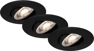 Produktbild von LED-Einbauleuchten 3er-Set weiß schwarz 4,9W 480 lm 3000K warmweiß dimmbar
