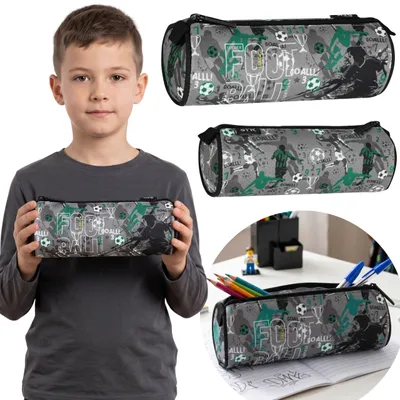 Produktbild von Rundes Fußball-Schulmäppchen für Jungen, Etui für Schulutensilien, 22 × 8 × 8 cm