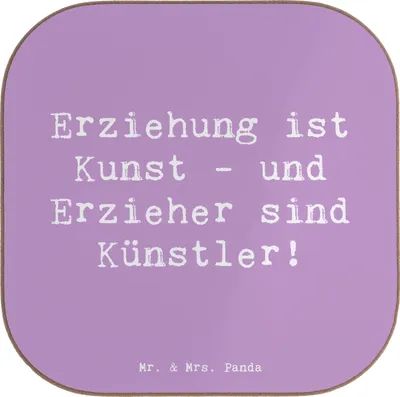 Produktbild von Mr. & Mrs. Panda Holzuntersetzer Spruch Erzieher Künstler - Lavendeltraum - Geschenk, Bedanken, Einfühlungsvermögen, Tassenuntersetzer, bieruntersetzer, Dankeschön