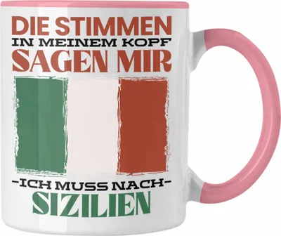 Produktbild von Trendation - Sizilien Tasse Urlaub Heimat Geschenk Spruch Italiener Geschenkidee (Rosa)