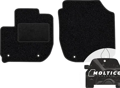Produktbild von moto-MOLTICO Vorne Fußmatten Auto Velours Autoteppiche Schwarz Automatten Set 2-teilig passend für Honda Civic X 2017-2021