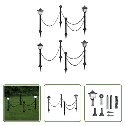 Image de The Living Store Lampes solaires 4 pcs. avec chaîne et poteau
