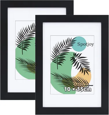 Produktbild von Bilderrahmen 10 x 15 cm, 2er-Set, MDF-Rahmen mit Acrylglas, Bilderrahmen für Tisch- und Wandmontage, Echtholz, Passepartout, Dokumentenrahmen, Urkunde