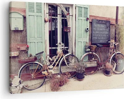 Produktbild von Bild auf Leinwand - Leinwandbild - Einteilig - Fahrräder Vintage Mietshaus - 70x50cm - Wand Bild - Wanddeko - Wandbilder - Leinwanddruck - Bilder - Wanddekoration - Leinwand bilder - AA70x50-4588