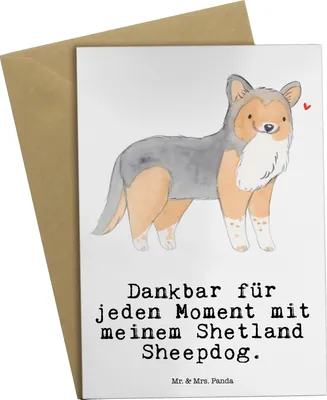 Produktbild von Mr. & Mrs. Panda Glückwunschkarte Shetland Sheepdog Moment - Weiß - Geschenk, Sheltie, einladungskarten, dankeskarten, babykarte, weihnachtskarten, osterkarten