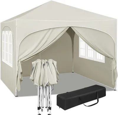 Produktbild von Famanu Faltpavillon 3x3 m mit 4 Seitenwänden - Wasserabweisend und UV-Schutz für Garten und Camping