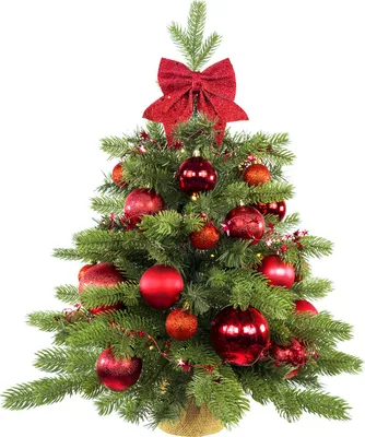 Produktbild von Dekorierter künstlicher Weihnachtsbaum RED CHRISTMAS II 60 cm mit LED-Licht im Topf