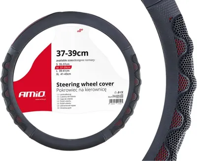 Zdjęcie produktu dla Pokrowiec nakładka na kierownicę samochodową M 37-39cm SWC-25-M AMIO-02562