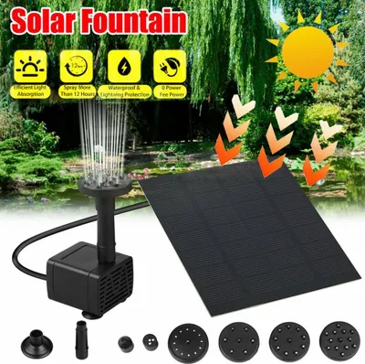 Produktbild von Solar Springbrunnen, Solar Teichpumpe Garten Wasserpumpe Solarpumpe mit 1,2W Monokristalline Solar Panel Brunnen für Garten, Kleiner teich, Vogelbad, Fisch-Behälter, Garten Springbrunnen
