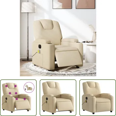 Produktbild von The Living Store Massagesessel Elektrisch Creme Stoff