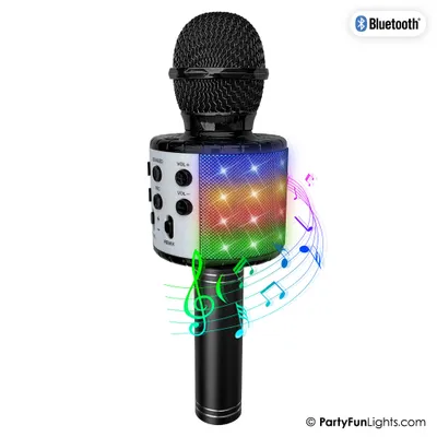 Produktbild von PartyFunLights Bluetooth Karaoke-Mikrofon mit Beleuchtung und Lautsprecher in Schwarz