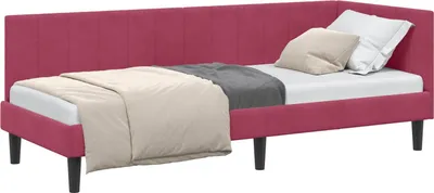 Produktbild von vidaXL Eckbettgestell mit Kopfteil Weinrot 80 cm x 200 cm Samt