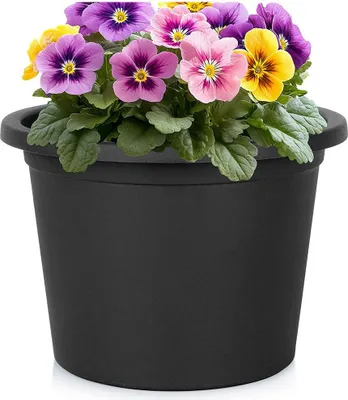Image de Pot de jardin en plastique, noir, rond, 27,5 cm