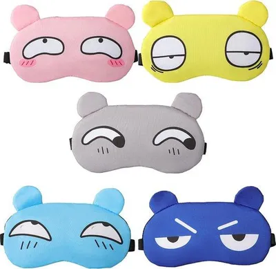 Imagen del producto de Conjunto de 5 antifaces para dormir, diseño de dibujos animados, 5 colores
