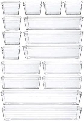 Produktbild von 16-teilig Transparente Schubladenorganizer - Schreibtisch- und Küchenorganizer