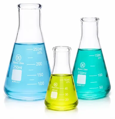 Konische Flasche ohne Korken, 50/150/250 ml, Borosilikatglas