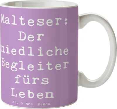 Produktbild von Mr. & Mrs. Panda Pott Spruch Malteser Begleiter - Lavendeltraum - Geschenk, Eigenschaften, Hundefreundschaft, Hunderassen Pflege, Becher, Hunderasse, Charakter, Teebecher