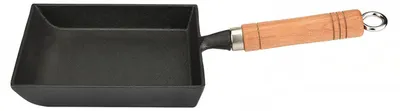 Gusseiserne Tamagoyaki-Pfanne, rechteckig, 18 cm, mit Holzgriff
