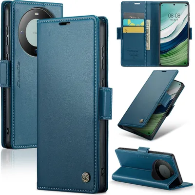Obrázek produktu pro Huawei Mate 60 Case, kožené peněženkové pouzdro s funkcí stojánku pro Huawei Mate 60 Blue