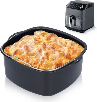 Produktbild von Air Fryer Kuchenform, Eisen Kuchen Backen Fass Käse Pfannen Kuchenbackformen Brotbackform Laibform Fritteuse Zubehö(22cm)