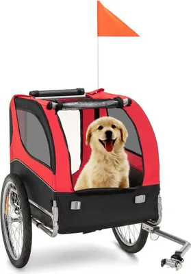 Immagine prodotto di Rimorchio per cani per bicicletta Rimorchio per animali domestici per bicicletta Portata 40 kg rosso