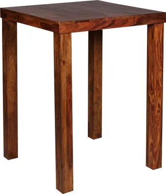 Produktbild von WOHNLING Bartisch MUMBAI Massivholz Sheesham 80 x 80 x 110 cm Bistro-Tisch Landhaus-Stil Holztisch quadratisch dunkel-braun