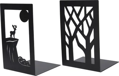 Produktbild von 2pcs Metal Bookend Desktop Buchhandel Speicherbuch Dokumente Divider Craft Supplies (Baumhirsch)