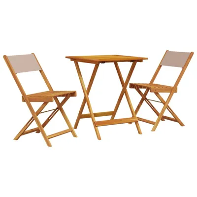 Produktbild von 3-tlg. Bistro-Set Taupe Stoff und Massivholz