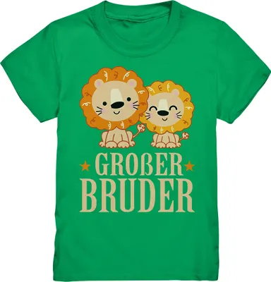 Produktbild von Niedlicher Löwe Großer Bruder T-Shirt – Kelly Green / 98/104 (3-4)