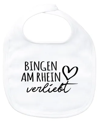Produktbild von Huuraa Baby Lätzchen Bingen am Rhein verliebt White Klettverschluss Baumwolle Latz Geschenkidee