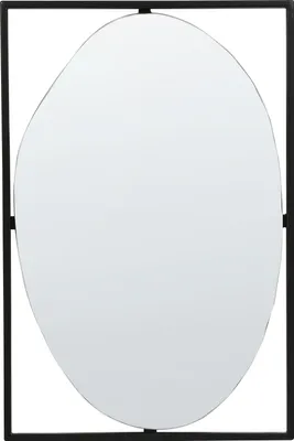 Obrázok produktu pre BELIANI Nástenné zrkadlo čierny kovový rám 40 x 60 cm obdĺžnikové na stenu moderný štýl