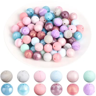 Produktbild von 120 runde Silikonperlen zum Basteln von Schmuck