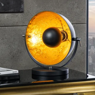 Produktbild von riess-ambiente Industrial Design Tischlampe STUDIO 40cm schwarz Blattgold-Optik neigbarer Schirm Tischleuchte Lampe