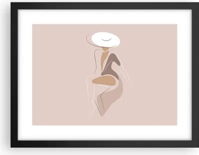 Produktbild von Gerahmtes Poster - Schwarzer Rahmen - Buntstift Frau Hut - 40x30 cm - Wand Bild - Wanddeko - Wandbilder - Kunstposter - Wandposter - Bilderrahmen - Bilder - Kunstdruck - P2BAA40x30-4773