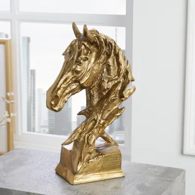Produktbild von riess-ambiente Exklusive Büste Pferdekopf CABALLO 38cm messing Aluminium Skulptur Dekoration Dekofigur