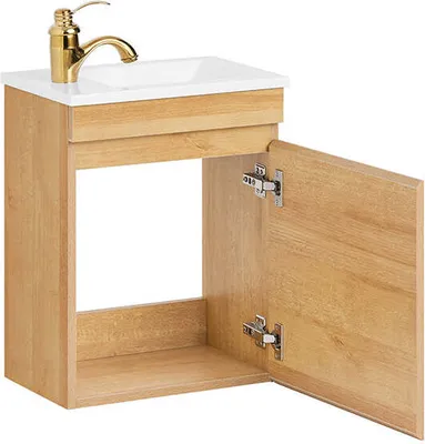 Produktbild von Rootz Narrow Wall-Mounted Sink Cabinet - Badezimmer Stauraum - Compact Vanity - platzsparendes Design - 41x52x24cm
