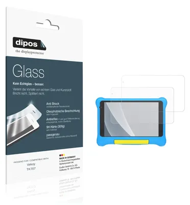 Produktbild von 2x Schutzfolie für Vekoy TK707 matt - Anti-Shock 9H Folie dipos Glass Kunststoffglas