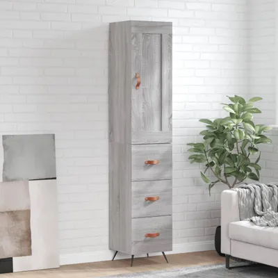 Produktbild von vidaXL Highboard Grau Sonoma 34,5x34x180 cm Holzwerkstoff