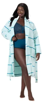 Obrázek produktu pro Ulla Popken – dámské županové, velké velikosti, plus size, žakárová bavlna, proužkovaný vzor
