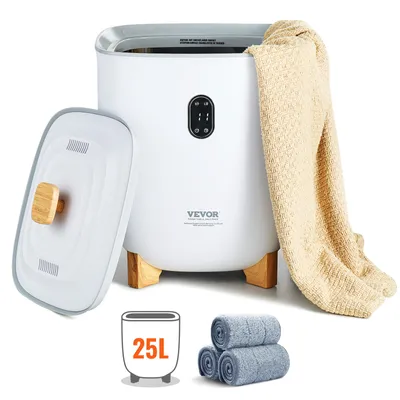 Produktbild von VEVOR 25l velký ohřívač ručníků s LED displejem a inteligentním nastavitelným časovačem, vhodný pro koupelny, župany, deky a pyžama, automatické vypnutí, bílý
