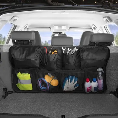 Immagine prodotto di InnovaGoods - Organizer per bagagliaio Trydink, con 8 scomparti per mantenere l' e ottimizzare lo spazio, impermeabile, flessibile e adattabile, nero, in poliestere