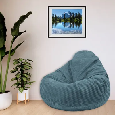 Produktbild von Dreamroots Bean Bag 90x90x100 cm Sitzsack mit Lehne und Hocker und Bezug Sitzkissen Boden Chill Sack Bubibag Sitzsack mit Füllung, Ocean Depths