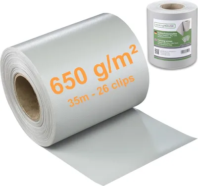 Obrázek produktu pro Ochranná fólie, rozměry 35 m x 19 cm, hmotnost 650 g/m², určená pro oplocení zahrady