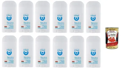 Produktbild von Infasil Deodorant Neutro Extra Delicato Deo Stick - Deodorante Ohne Aluminiumsalze 12x 50ml + Italian Gourmet polpa 400g