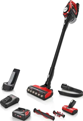 Produktbild von Bosch Tierhaar-Staubsauger Unlimited Gen2 ProAnimal Serie 8 BCS8224PET, Akku-Staubsauger, beutellos, bis 65 Min Laufzeit, mit Wechsel-Akku, Ladestation, Schnell-Ladegerät, Tierhaare-Bürstenrolle, rot