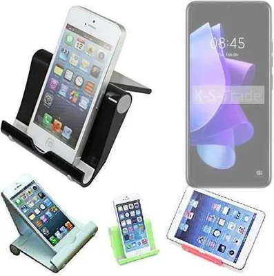 Produktbild von K-S-Trade Handy-Ständer kompatibel mit Tecno Pop 7 Pro faltbarer Tischständer Smartphone Tablet Halterung Reise