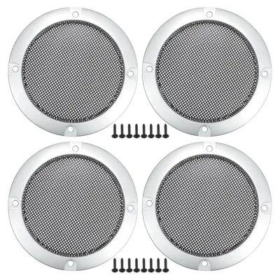 3" Lautsprechergitter-Abdeckung, Silber/Schwarz, 4 Stück