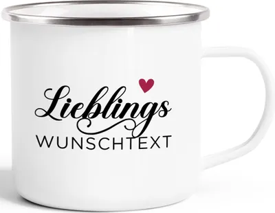 Produktbild von Emaille-Tasse Personalisiert Lieblings... Wunschtext anpassbare Textzeile personalisierte Geschenke Liebe Freundschaft SpecialMe® Wunschtext weiß-metall Emailletasse